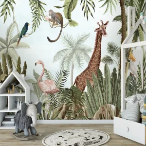 Papier Peint Animaux  Ambiance Tropicale Blue