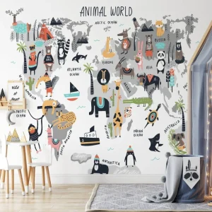 Papier Peint Carte du Monde  Animal World