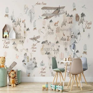 Papier Peint Carte du Monde  Effet Vintage Classy