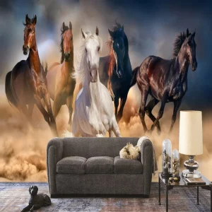 Papier Peint Ado Classique Chevaux Sahara