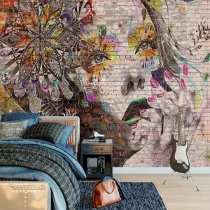 Papier Peint Ado Classique  Good Vibes Fille en Brique