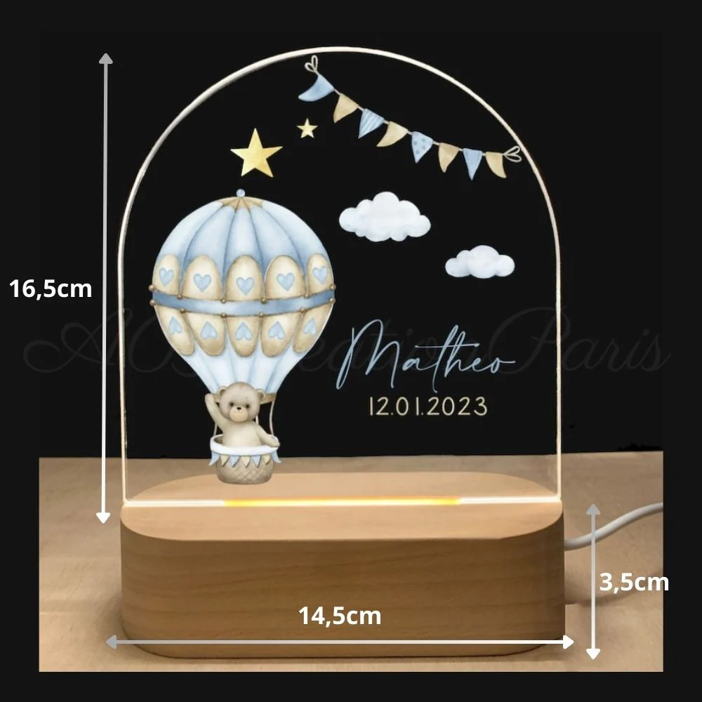 Veilleuse Personnalisée Bébé Montgolfière – Image 3
