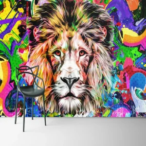 Papier Peint Ado Classique  Lion Mural Graffiti