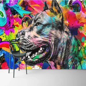 Papier Peint Ado Classique Chien Féroce Graffiti