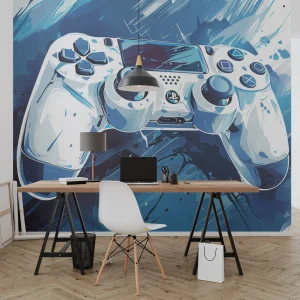 Papier Peint Gamer  Bleu Design
