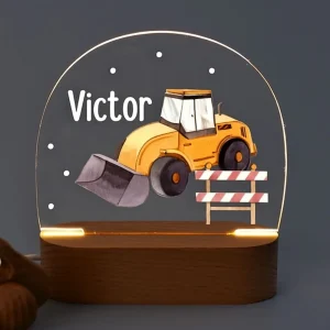 Veilleuse Enfant Chantier - Tracteur et prénom